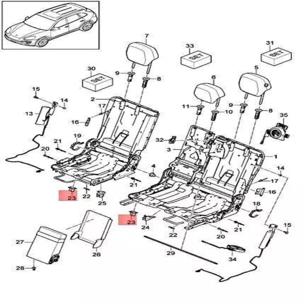 A95852237301 Rear for Seat Clip for PORSCHE for Cayenne 92A 2011-2018 Q