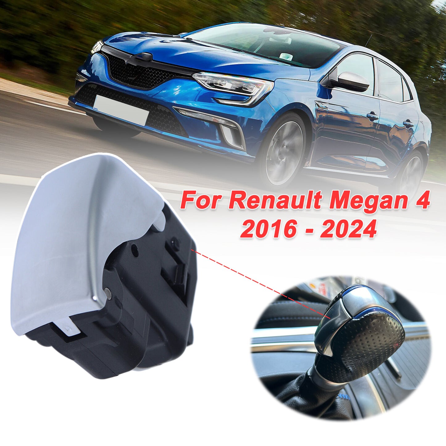 for Renault Megane 4 2016-24 Automatic Gear Shift Knob Replacement Button Chrome