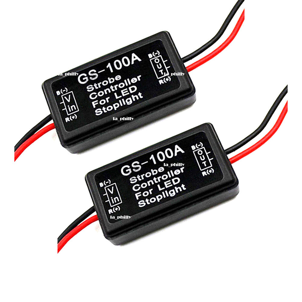 2Pcs GS-100A 12V Flash Strobe Controller Flasher Module Car LED Brake Stop Light Q