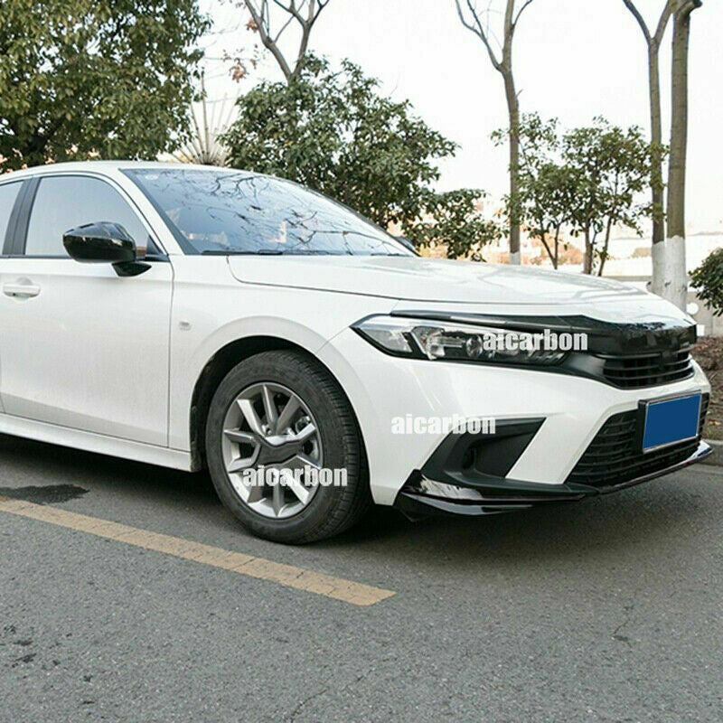 for Honda for Civic 2022-2023 Glossy black Front Spoiler Splitter Diffuser Bumper