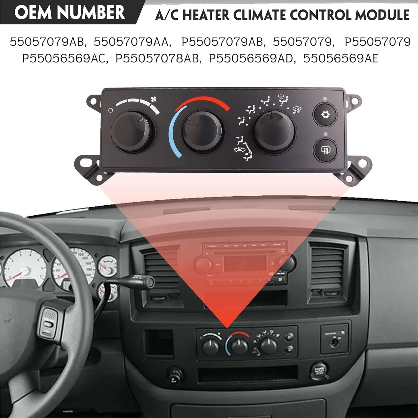 P55056569AC Climate Control Module A/C Heater Control Switch Panel for Ram 1500