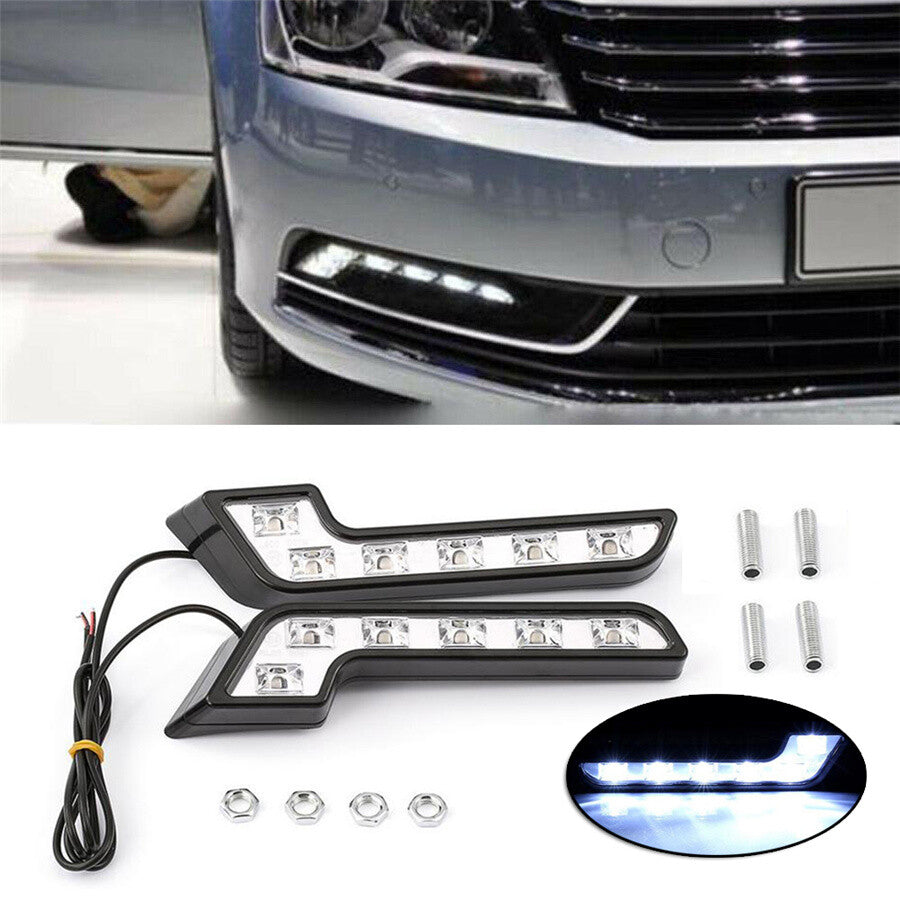 6LED Light Car Daytime Running Fog Driving Lamp Strip Front Grille Waterproof Q