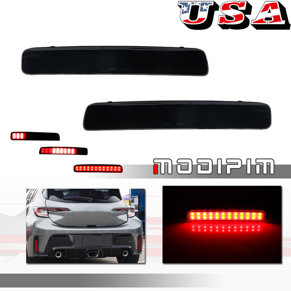 Smoked LED Rear Bumper Reflector Brake Light for 2023+ for GR for Corolla E210- v