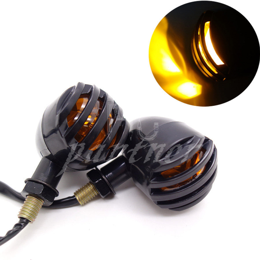 2X Black ABS Grill Bullet Turn Signal Indicator Light for Harley Chopper Custom Q
