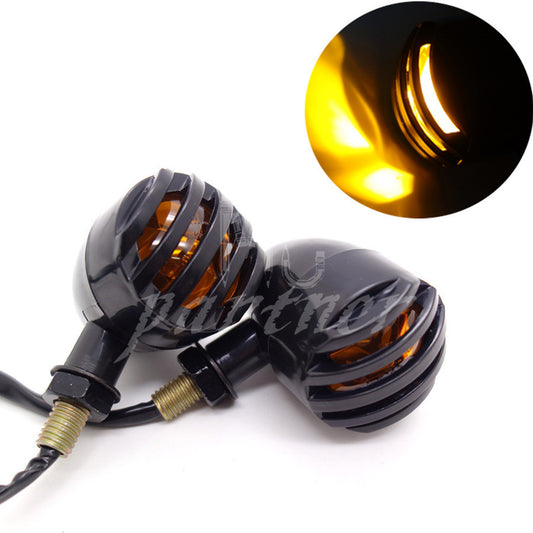 2X Black ABS Grill Bullet Turn Signal Indicator Light for Harley Chopper Custom Q