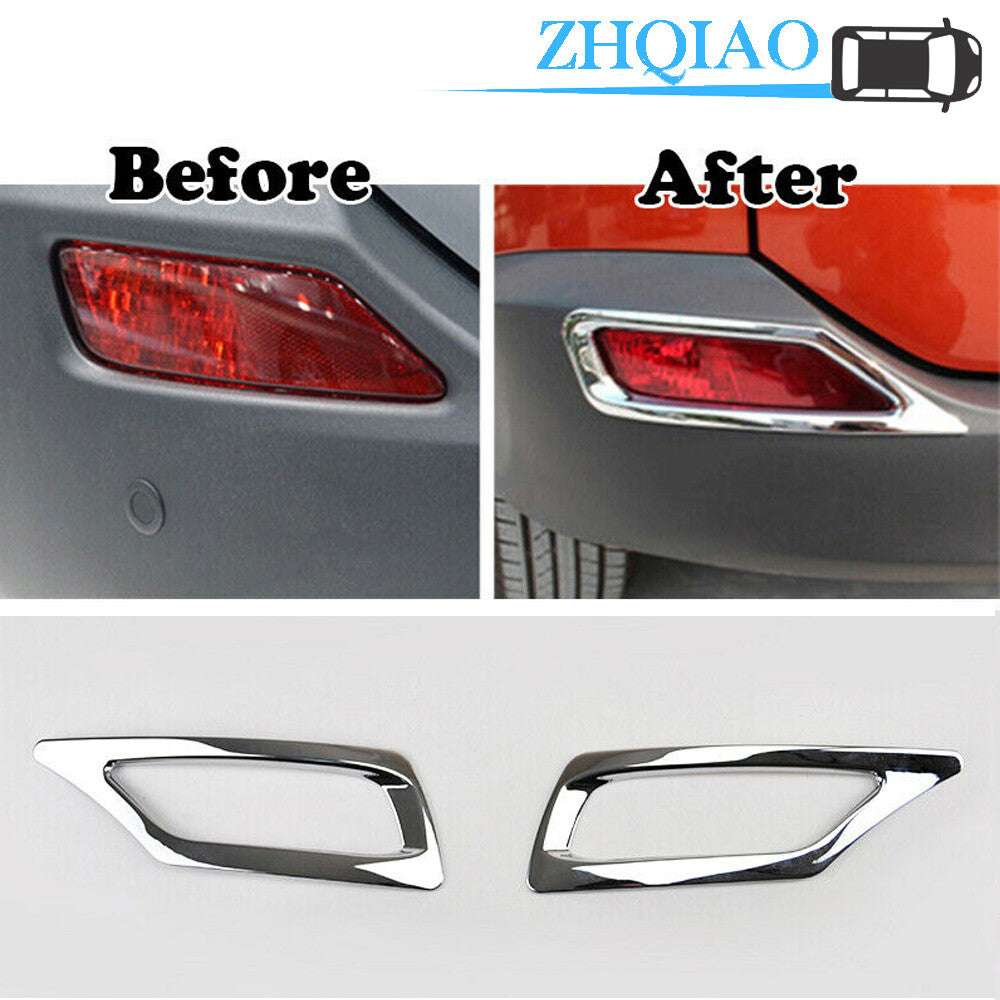 Pair Chrome Rear Bumper Fog Light Lamp Cover Trim Fits for Toyota RAV4 2013 2014 201