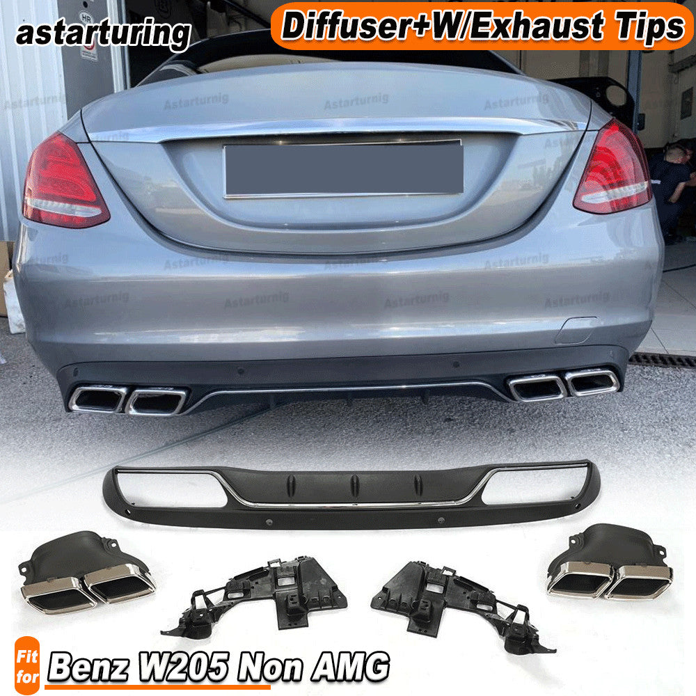 Fit for Benz C Class W205 Sedan 15-17 Non Rear Diffuser With Exhaust Tips PP
