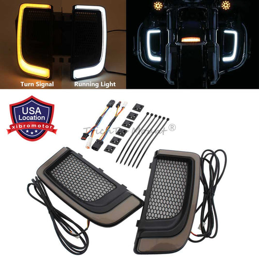 LED Fairing Lower Grill Turn Signal Light/Running Light for Harley Touring 14-23 Q