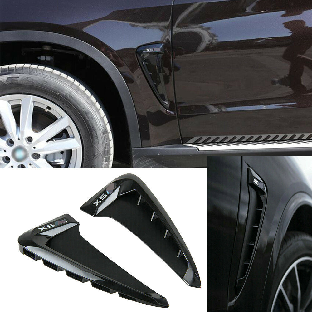 Black ABS Side Body Marker Fender Air Flow Wing Vent Trim for BMW F15 X5 2014-18