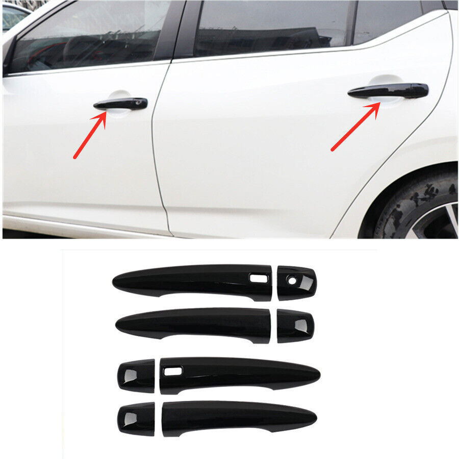 8X Bright Black Ouside Door Handles Moulding Cover Trim for Nissan Rogue 2021-23