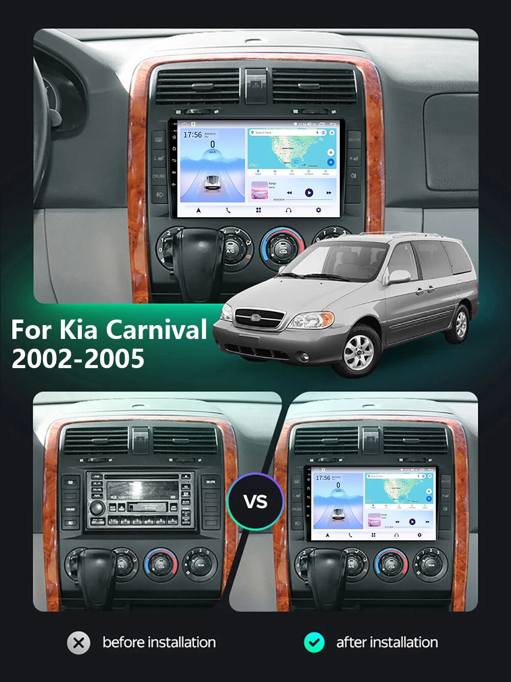 for Kia Carnival Android CarPlay Car Radio GPS Stereo Multimedia Player Screen