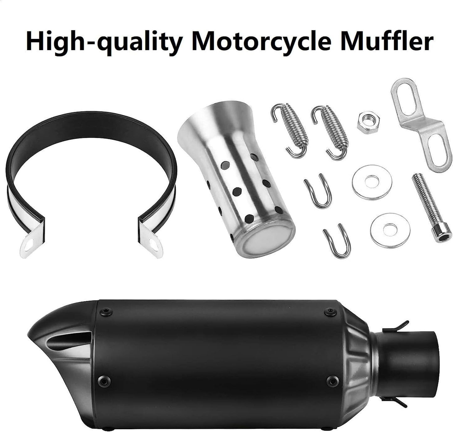 Black Universal 1.5-2 Motorcycle Short Exhaust Muffler fits ATV scooter UTV