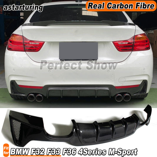 for BMW F32 F33 F36 4Series M-Sport M-Tech 14-18 REAl Carbon Rear Diffuser Quad