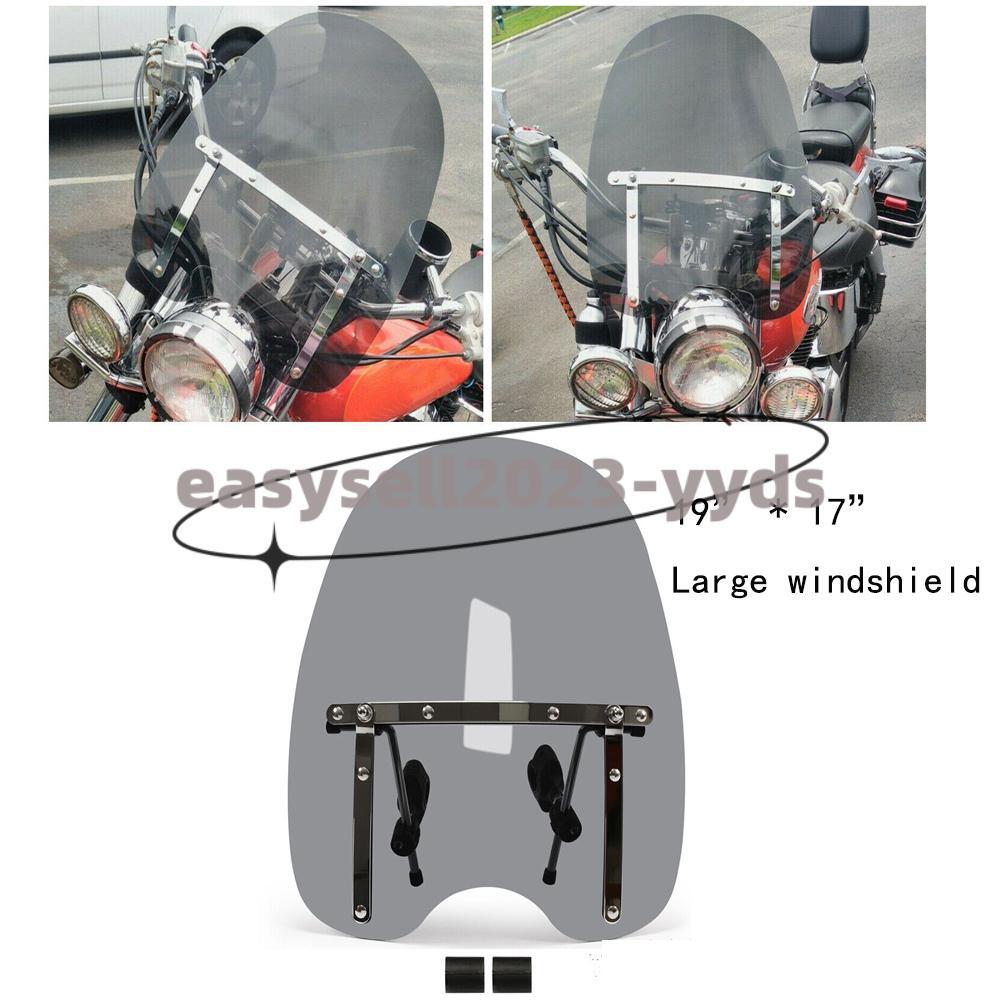 19x 17 Universal Motorcycle Windshield Large Fit 7/8'' 1'' 1.25 Handlebar