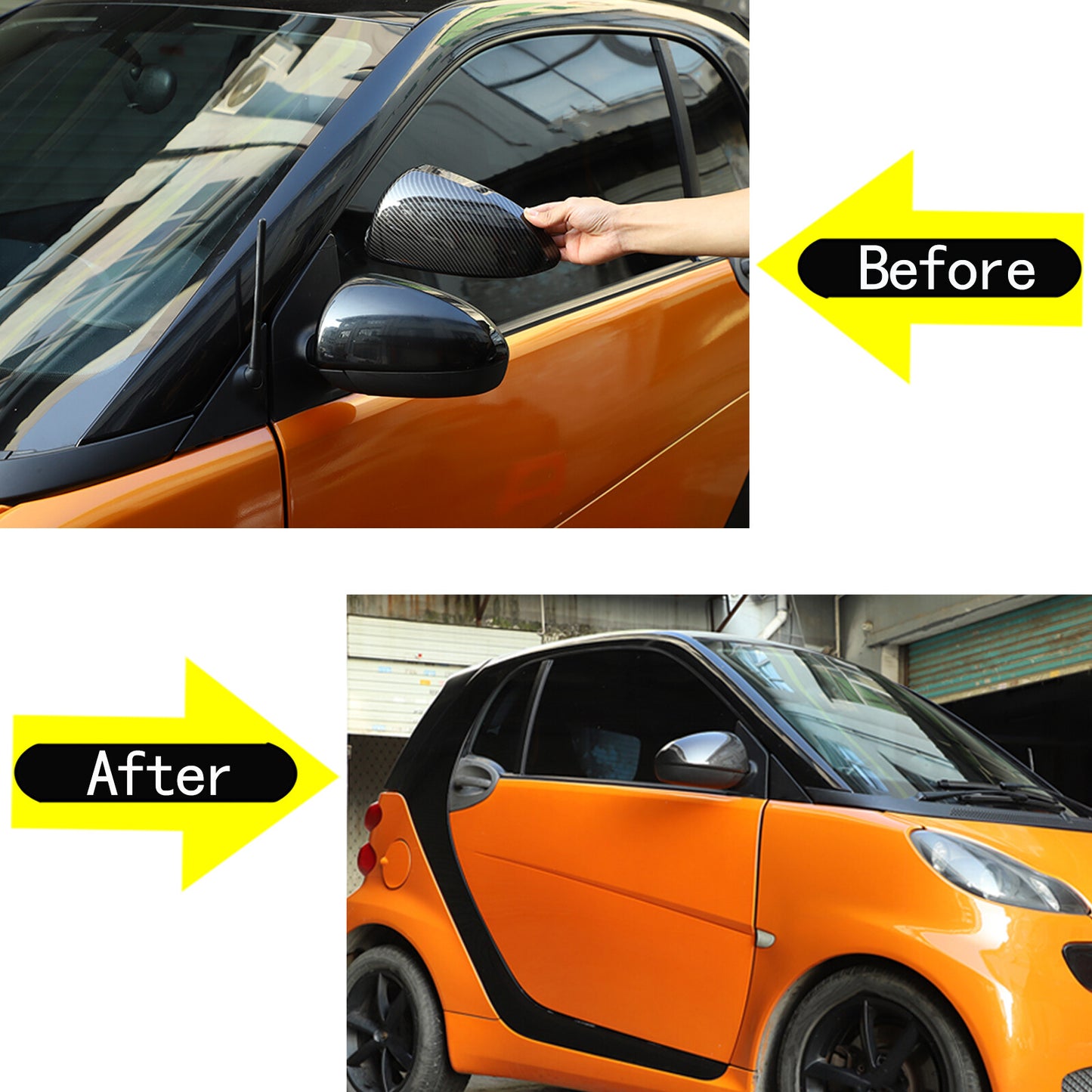 Two carbon fiber side mirror caps for Smart 2009 - 2015 n