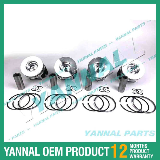 4-piece piston with piston rings + 0.5 mm for Kubota V2607 1J700-2111 engine (oversized)