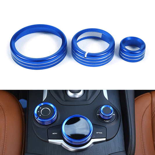 for Alfa Romeo Giulia for Stelvio 2017-19 Central Control Multimedia Knob Ring Blue