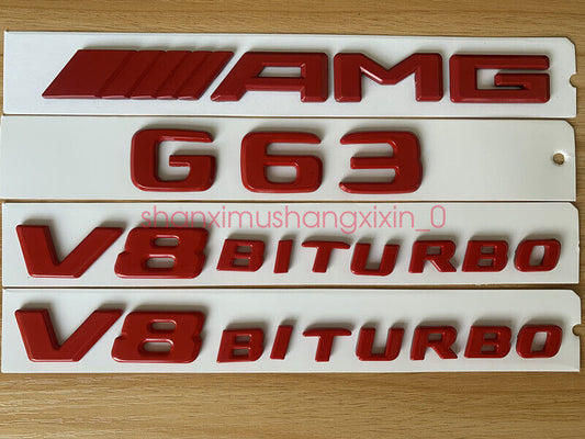 Glossy Red G63 AMG V8 BITURBO Badge Sticker Set for G63 463