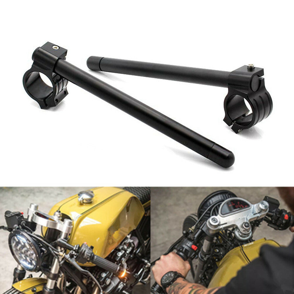 58mm Black Clip-On Clip Ons CNC Handlebar Bar Fork Tube For Benelli Leoncino 500 Q