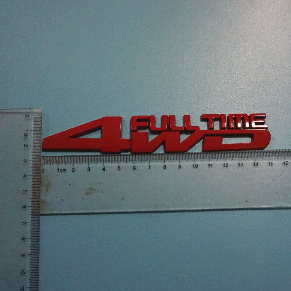 Red Matte 4WD FULL TIME Metal Grille Emblem + 2x Decal Sticker Badge Motors Auto Q