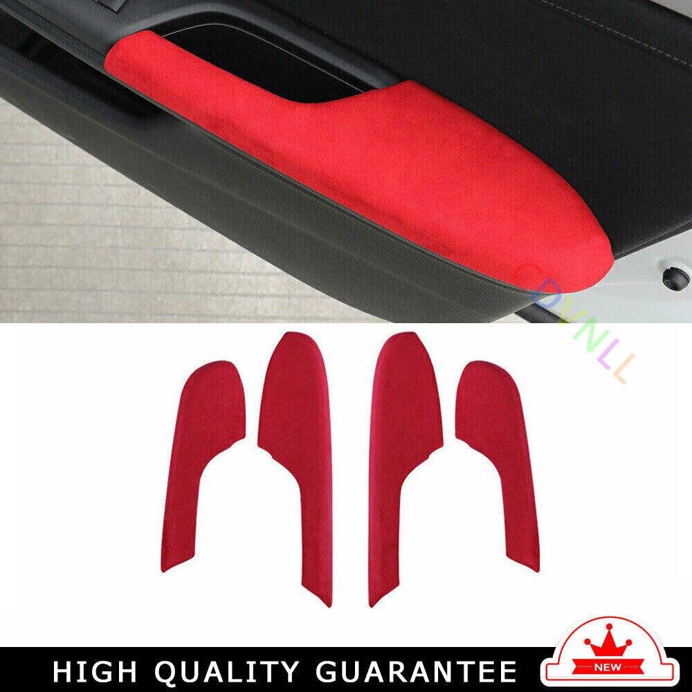 Interior Door Armrest Panel Trim for Honda for Civic 2016-2021 Red Alcantara Suede