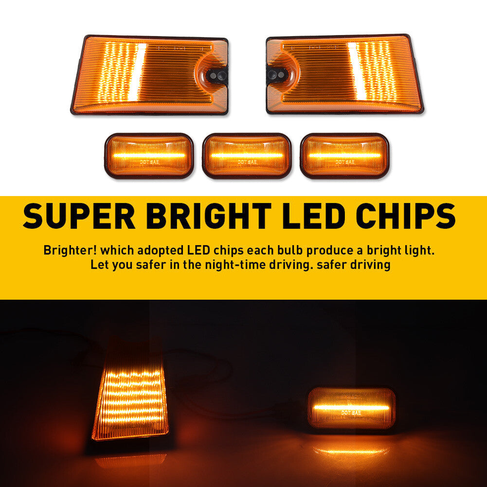 Yellow lens amber LED roof cab marker light suitable for 2003-2009 for HUMMER H2 SUV SUT 5 pieces- v