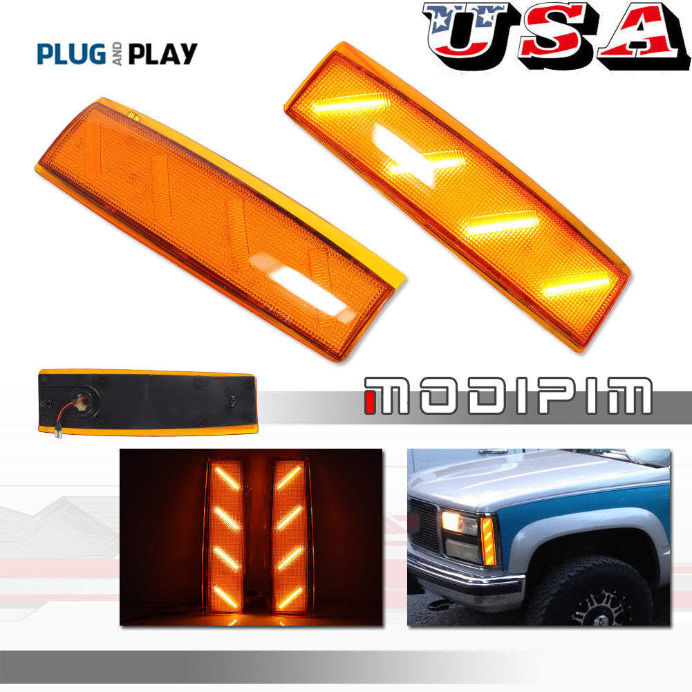 Suitable for 1992-93 Gimsey for Yukon Suburbs Yellow Amber LED Front Corner Side Marker Lights