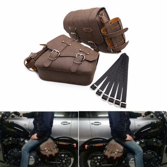 Retro Saddlebag Saddle Side Bag With Drink Holder Bag for Harley Sportster XL883 Q
