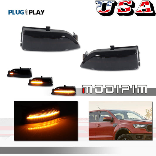 Suitable for Ranger Lariat T6 Sequential Amber LED Side Mirror Signal Light- v