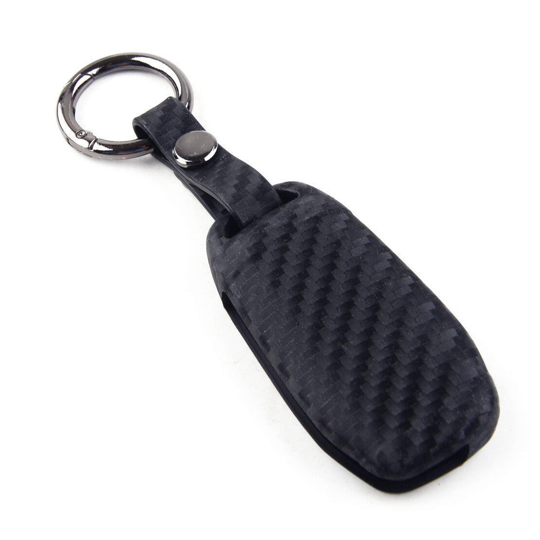 Black Carbon Fiber Silicone Key Chain Cover Fob Fit for Ecosport 250 v