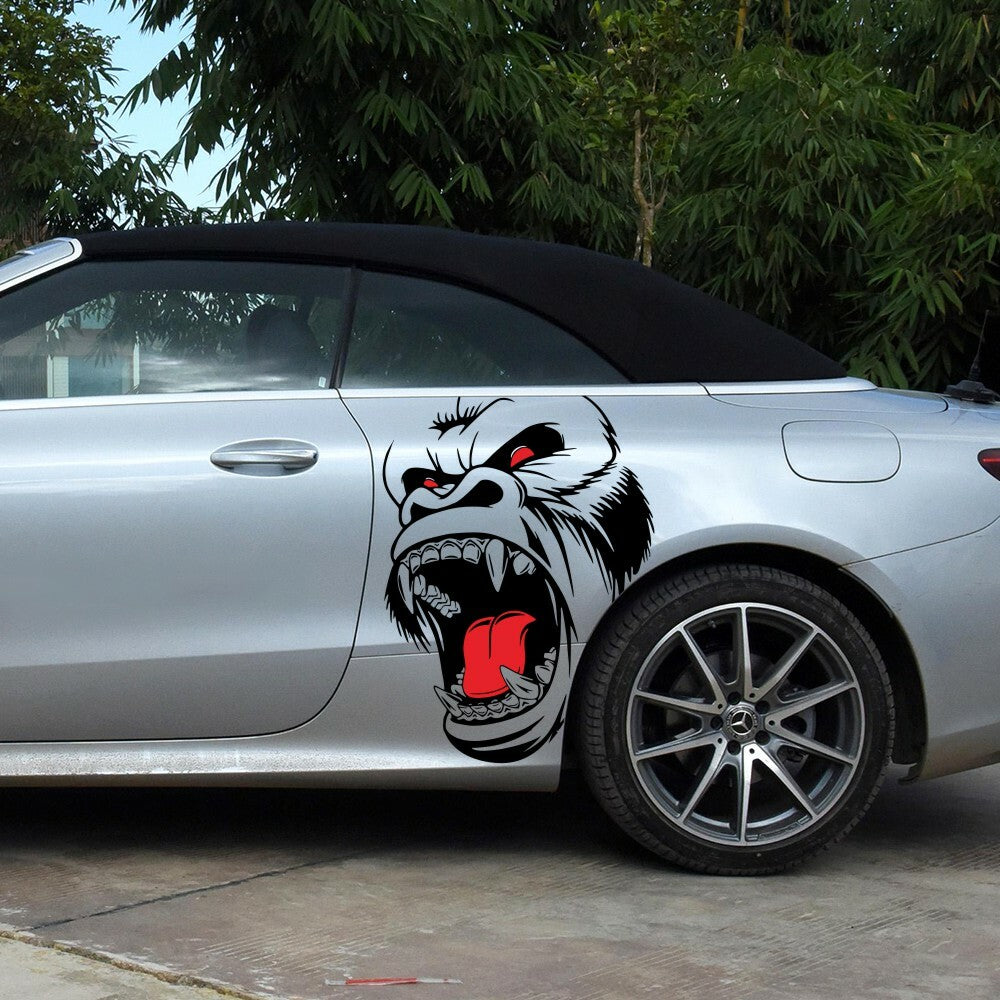 Car Horror Ape Totem Vinyl Sticker Side Body Window Hood Decoration Accessories