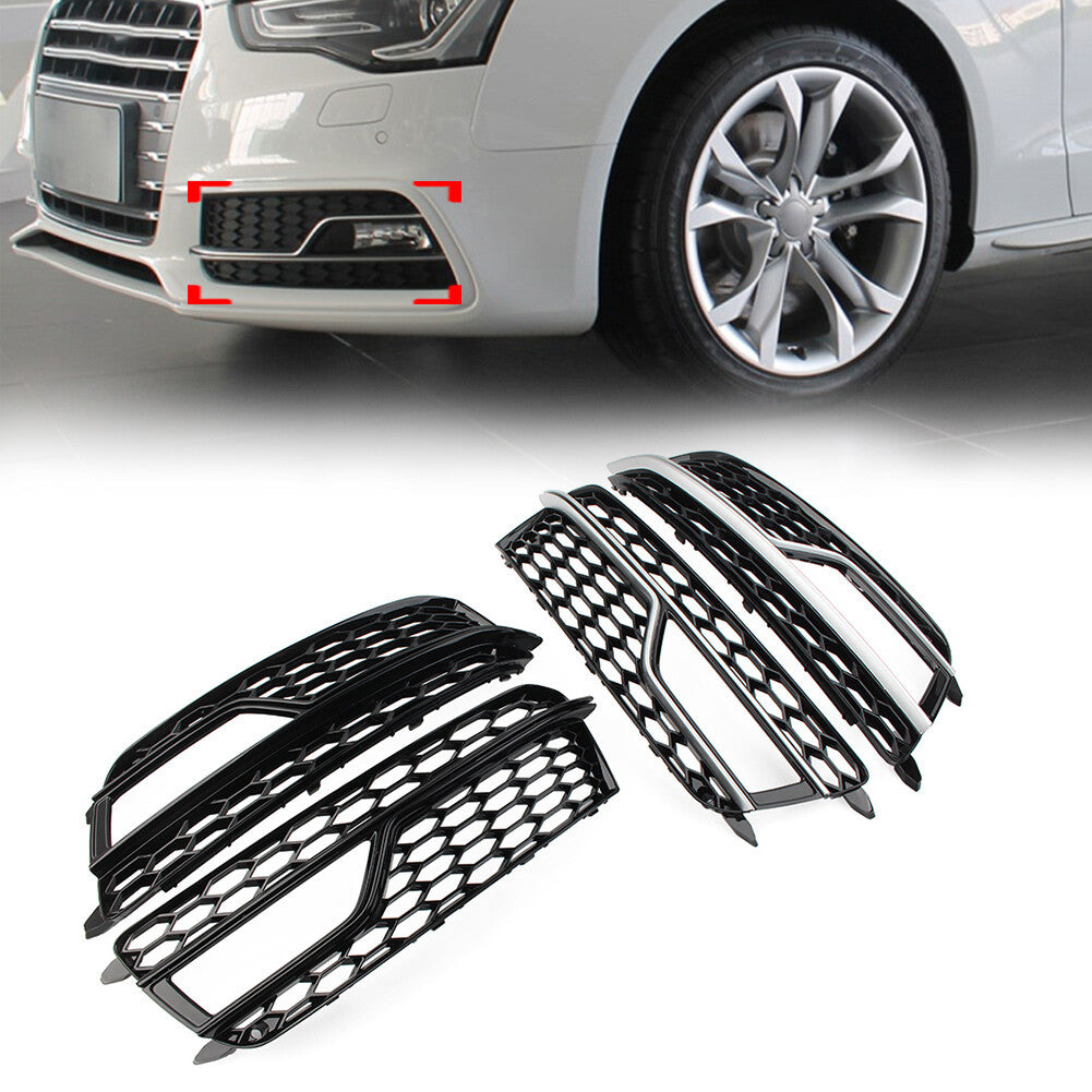 2x Front Bumper Honeycomb Mesh Fog Light Grille Cover for Audi A5 S5