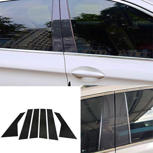 for Cadillac XTS 2013-19 Carbon Fiber Pillar Post Door Window Molding Strip Trim