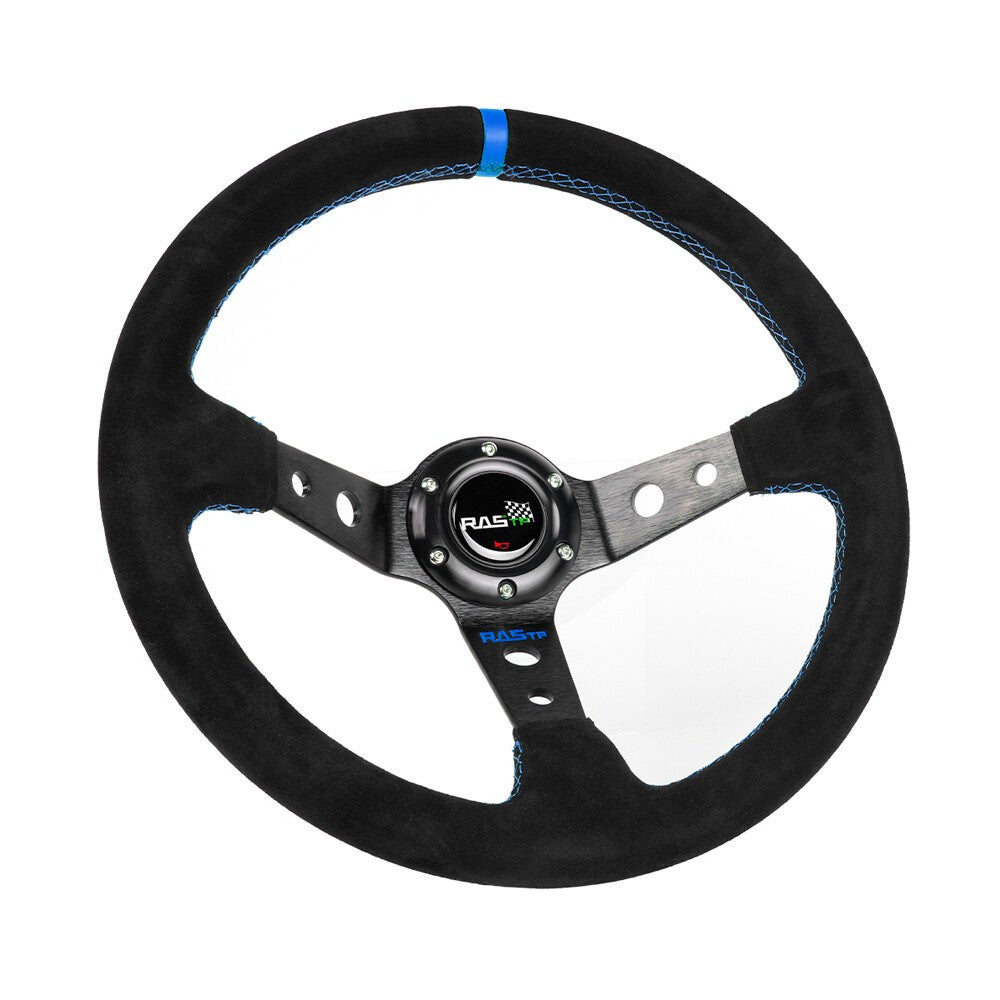 14Suede Leather Deep Dish 93mm Drifting Racing Steering Wheel+Quick Release Kit