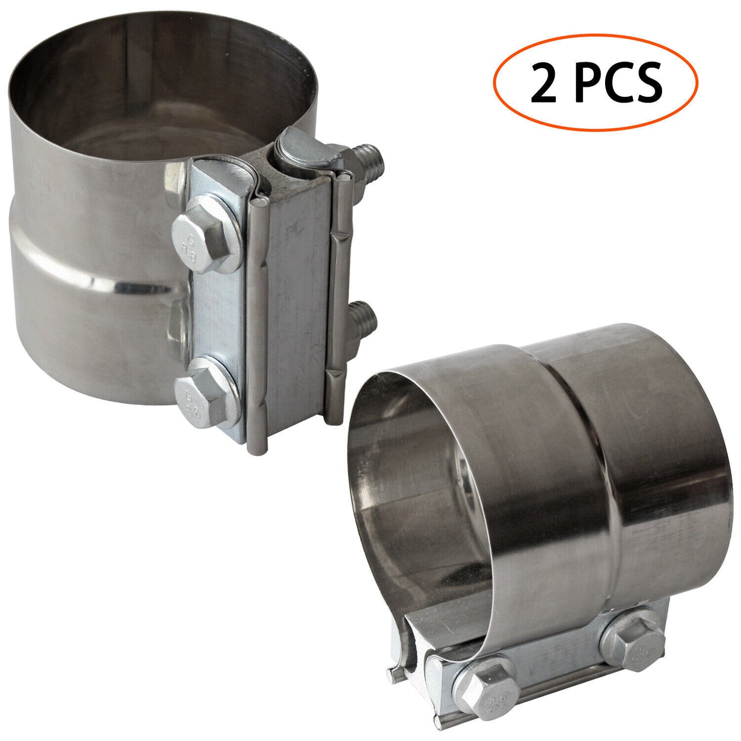 2 Pack 3 Inch Exhaust Clamps Stainless Steel Muffler Band for Exhaust System
