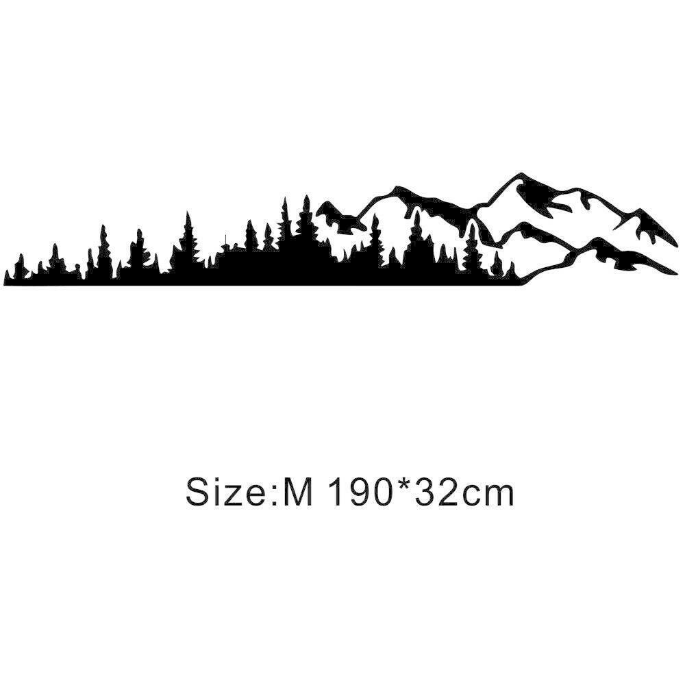 Tree Mountain Forest Graphic Vinyl Sticker Car Body Side Door Black 190x32cm 2x- n