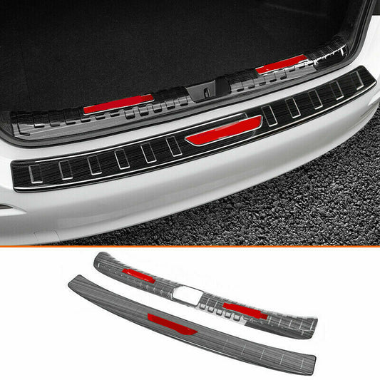 2P for Honda for Civic 2016-2020 Black Brushed Rear Bumper Protector Sill Plate Trim