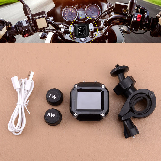 Wireless LCD Motorcycle TPMS Tire Pressure Monitoring System Tyre Alarm New v