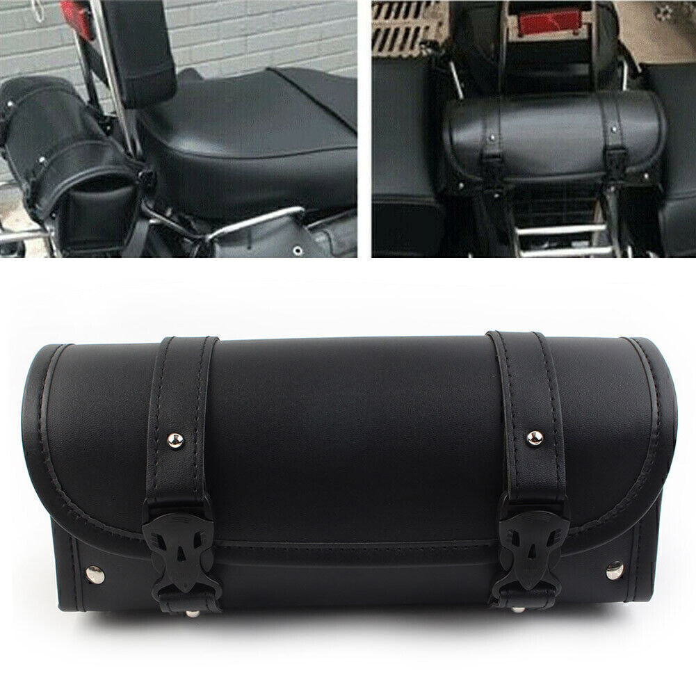 Universal Black PU Leather Motorcycle Side Saddle Bags Storage Fork Tool Pouch Q