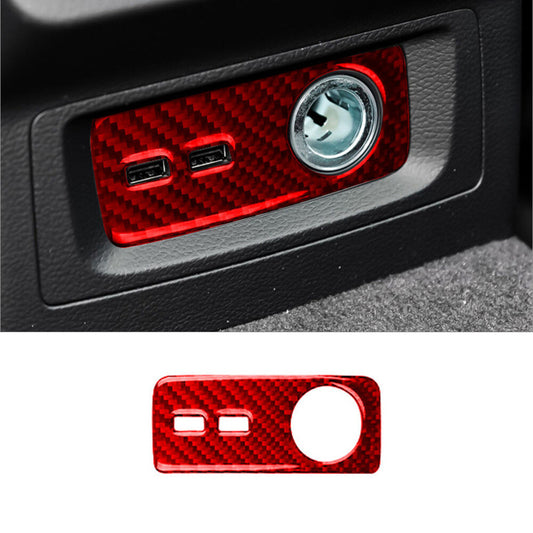 for Audi Q5 2018-21 Red Carbon Fiber Interior Rear Cigarette Lighter Cover Trim