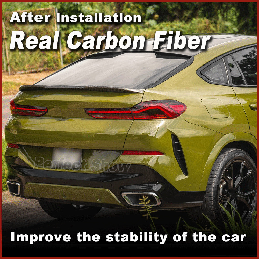 for BMW X6 G06 SUV 4-Door 2020-2023 REAL CARBON Rear Trunk Lid Spoiler Boot Wing