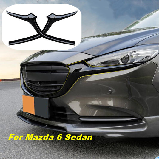 for Mazda 6 2018-2021 Glossy Black Front Bumper Grille Grill Garnish Cover Trims