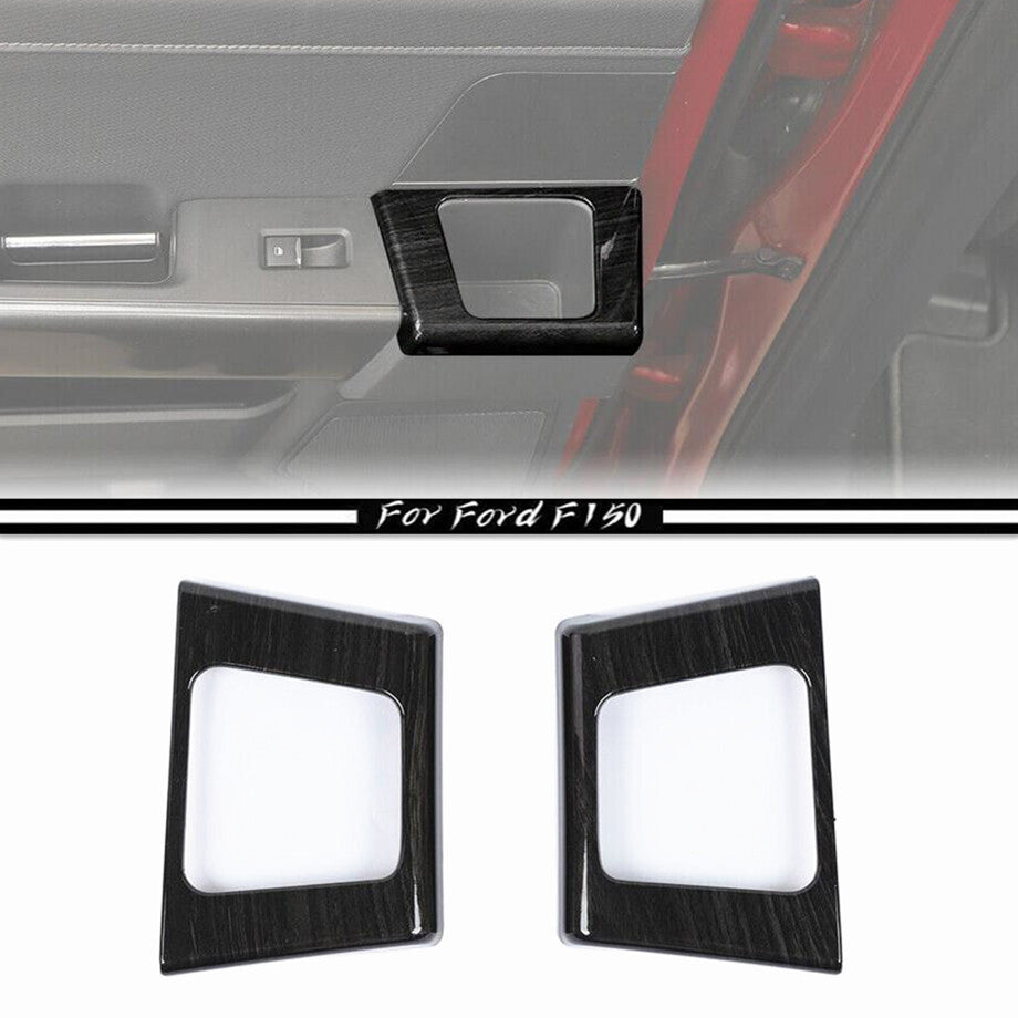 For 21-23 F150 Black Wood Grain Rear Door Armrest Storage Panel Cover Trim v