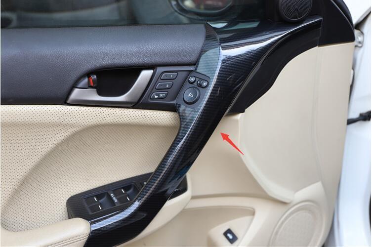 Carbon Fiber ABS Interior Door Armrest Cover Trim 4pcs for Acura TSX 2009-2014