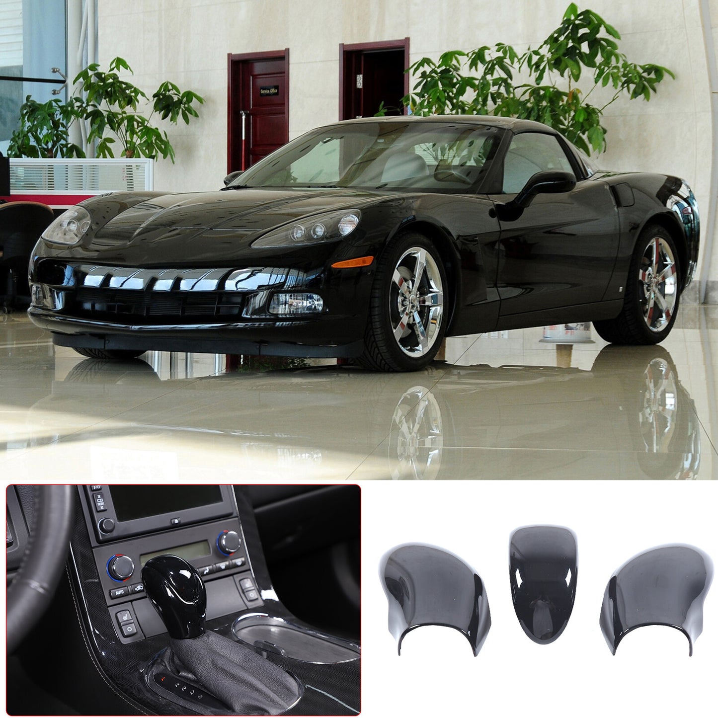 ABS carbon fiber inner door panel upper decorative cover suitable for Corvette C8 2020-2023- v