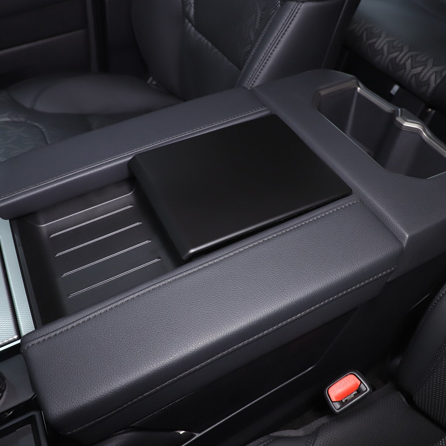Matte black ABS center armrest, armrest box cover decorative panel for Tundra 2022-2023. n