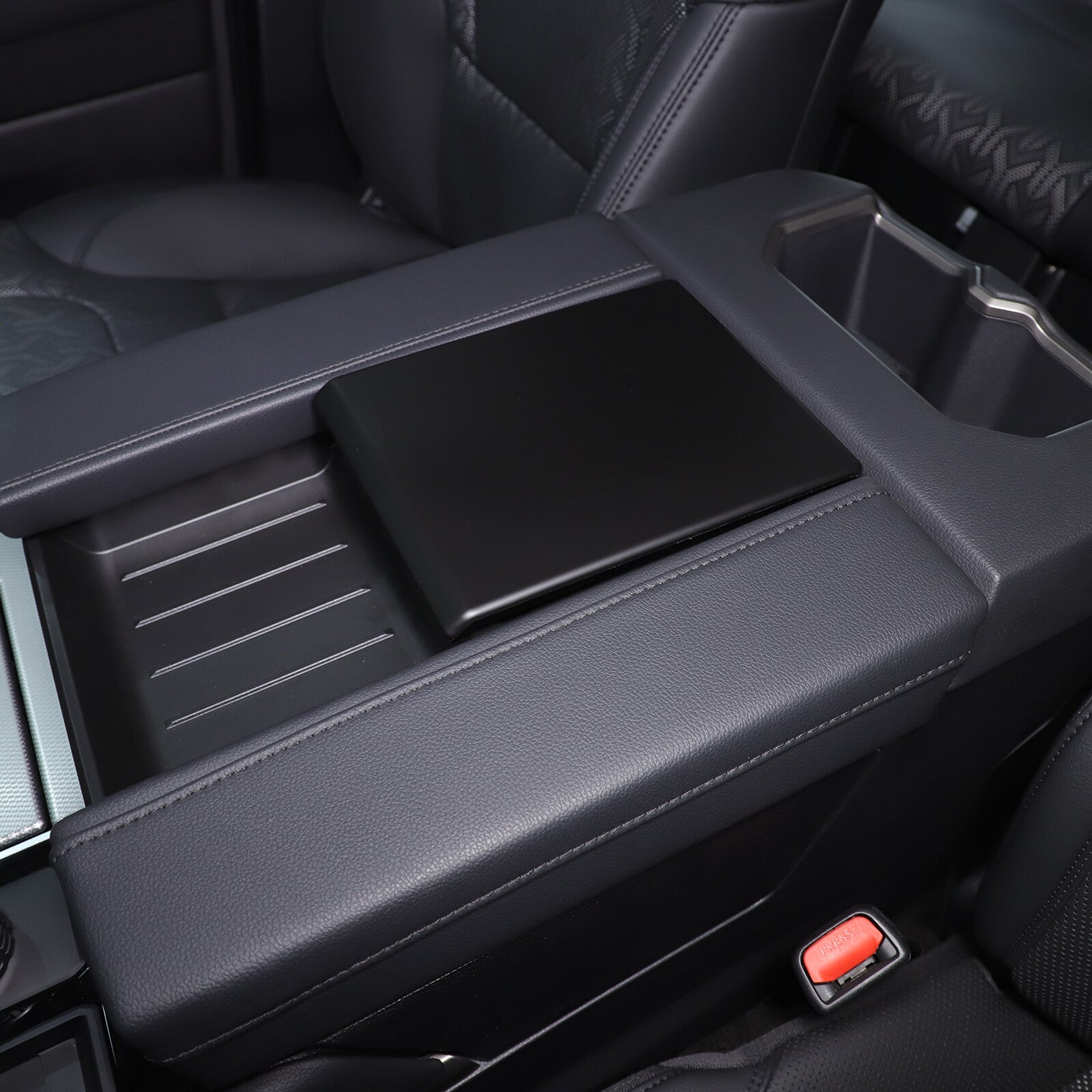 Matte black ABS center armrest, armrest box cover decorative panel for Tundra 2022-2023. n