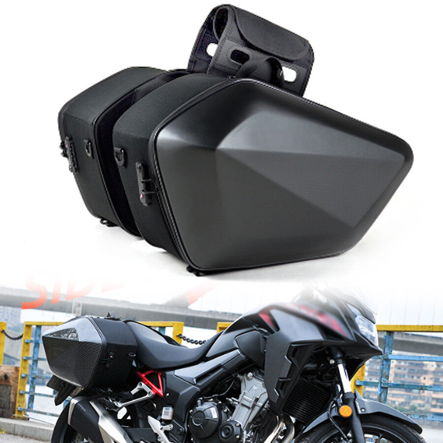 x 30L Motorcycle All-Terrain Vehicle Dual Saddle Bag Riding Helmet Storage Hard Shell Side Pockets - n