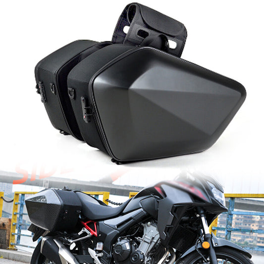 x 30L Motorcycle All-Terrain Vehicle Dual Saddle Bag Riding Helmet Storage Hard Shell Side Pockets - n