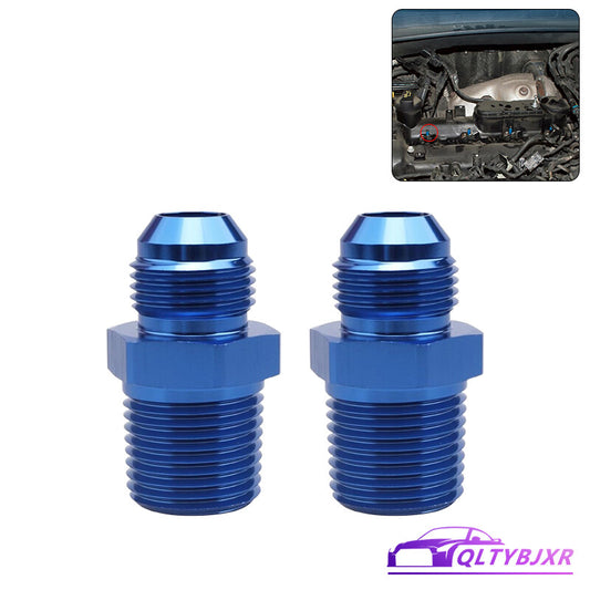 2Pcs 8AN AN8 Male Flare to 1/2 NPT Pipe Thread Fitting Adapter Aluminum Blue